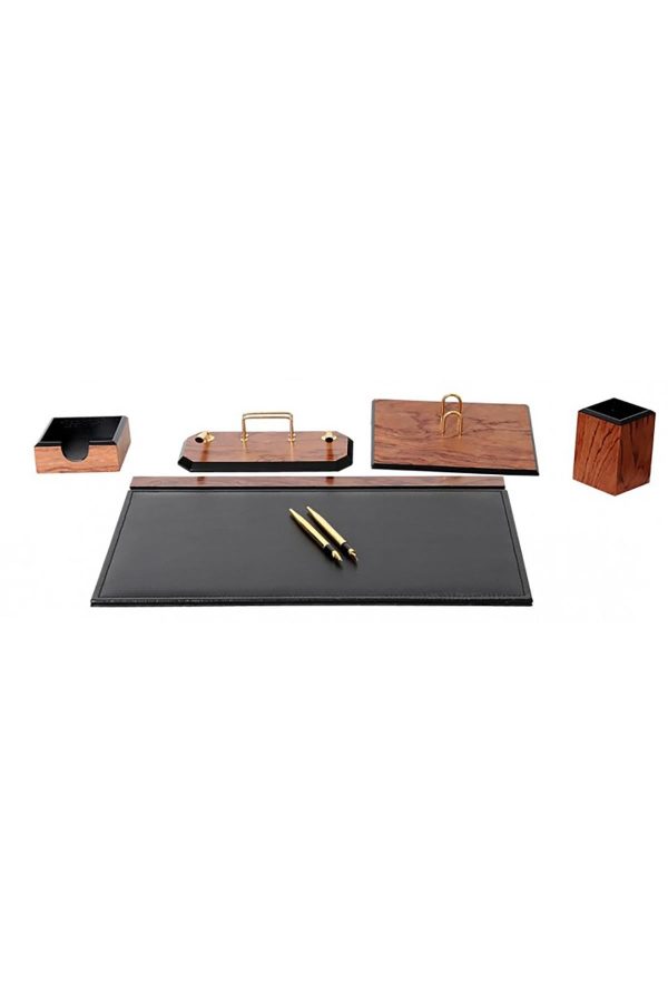 GNR003 - GUNEROFIS FLAS WOOD DESK SET 6 ACCESSORIES - BLACK ROSE