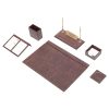 GNR006 - GUNEROFIS LEATHER DESK SET 8 ACCESSORIES - BROWN