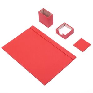 GNR020 - GUNEROFIS VEGA LEATHER DESK SET 4 ACCESSORIES - RED