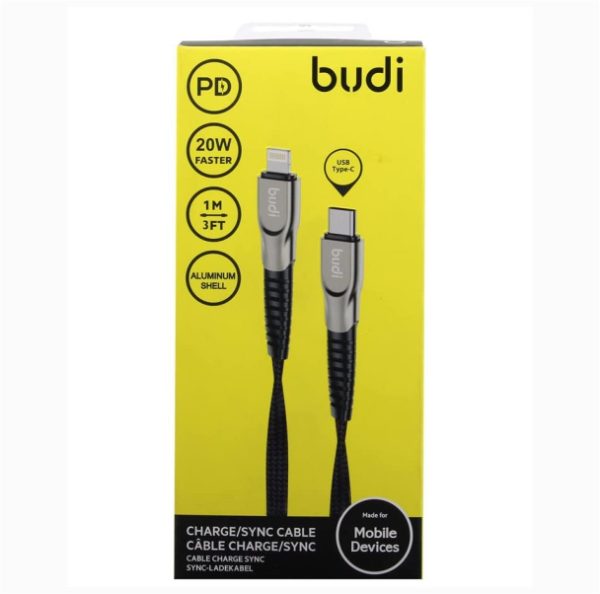 BUDI DC231TTL10B 2 IN 1 60W/20W PD  CHARGE/SYNC CABLE TYPE-C TO LIGHTNING & TYPE-C 1M (3FT)
