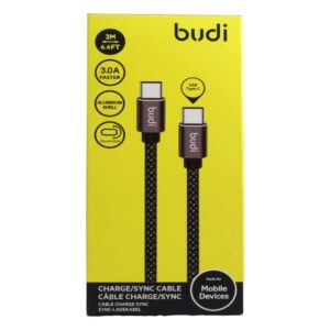 BUDI DC232T15L 3A FASTER CHARGE/SYNC ALUMINUM SHELL CABLE USB TO TYPE-C 1.5M (5FT)