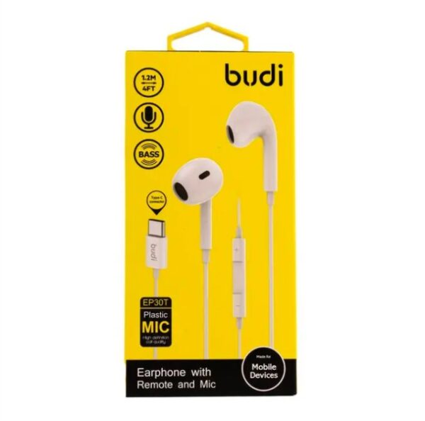 BUDI EP30TW EARPHONEWITH REMOTE AND MIC TYPE-C 1.2M (4FT)