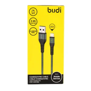 BUDI DC211T10L 2.4A FASTER CHARGE/SYNC ALUMINUM SHELL CABLE USB TO TYPE-C 1M (3FT)