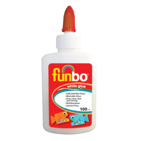 FUNBO GW100 WHITE GLUE 100ML SAFE AND NON TOXIC WASHABLE MULTIPURPOSE