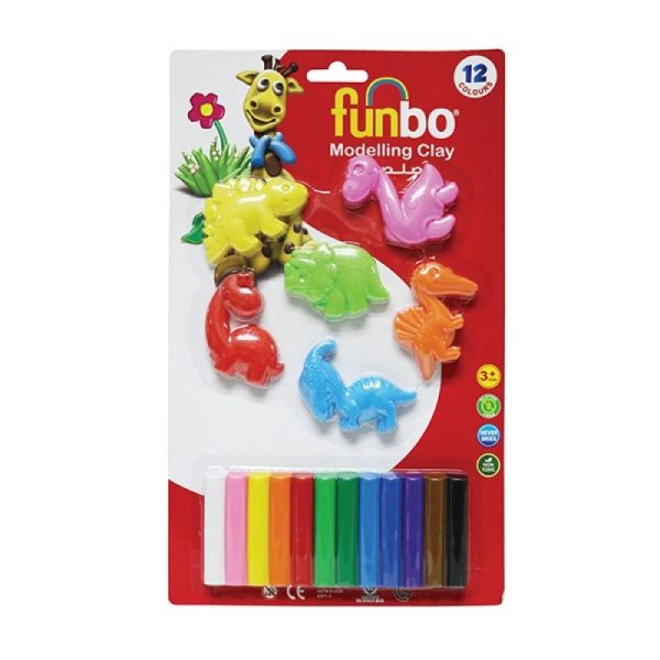 FUNBO FO-MC-135-7+6M MODELLING CLAY 150GMS, 12 COLOURS + 6 MOULD