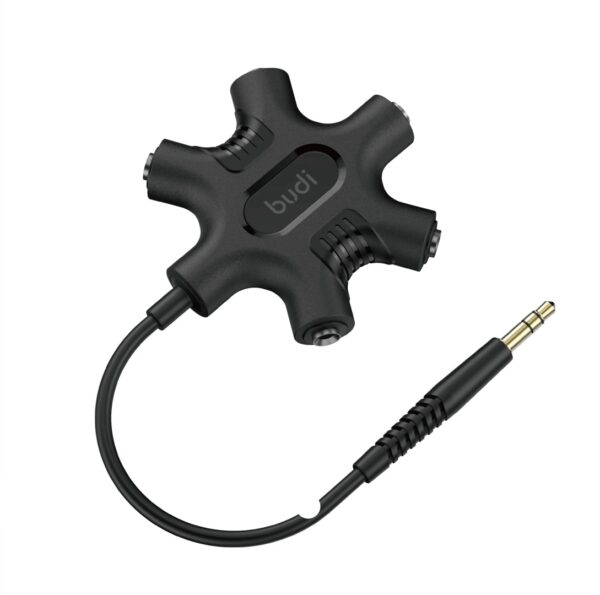 BUDI M8J022-BLK ROCKSTAR + AUX CABLE SHARE YOUR MUSIC AMONG 5 HEADPHONES - BLACK
