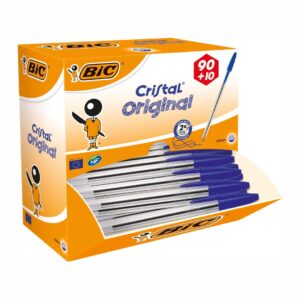 BIC CRISTAL MEDIUM POINT BALL PEN - 100% GENUINE / ORIGINAL - BLUE