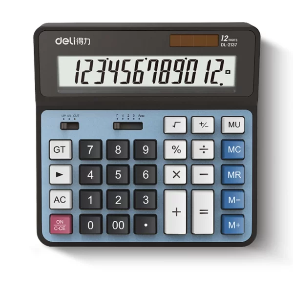 DELI 2137 - METAL DESKTOP CALCULATOR 12 DIGITS - BLUE