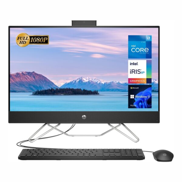 79R52EA - HP ALL-IN-ONE, CORE i7-1255U, 24-CB1263NH, 16GB RAM, 512GB SSD, 23.8" FHD LED SCREEN, WIN 11 HOME, KEYBOARD, USB MOUSE - JET BLACK