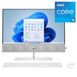 79R84EA - HP ALL-IN-ONE PAVILION, CORE i5-12400T, 27-CA1140NH, 16GB RAM, 512 GB SSD, 27" FHD TOUCH LED SCREEN, WIN 10 HOME 64BIT, WIRELESS KEYBOARD, WIRELESS MOUSE - SNOWFLAKE WHITE/NATURAL SILVER STAND