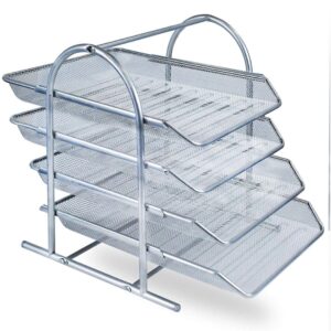 MESH 2004 - 4 TIER MESH DOCUMENT TRAY  SET - SILVER