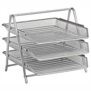 MESH 2003 - 3 TIER MESH DOCUMENT TRAY  SET - SILVER