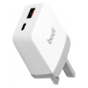 BUDI AC940VUW FLEXIBLE HOME CHARGER WITH 1 USB & 1 TYPE-C PORTS