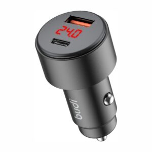 BUDI CC601B 30W TYPE-C PD + 18W USB QC 3.0 CAR CHARGER 48W QUICK CHARGE LED DISPLAY ALUMINIUM SHELL