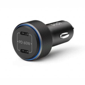 BUDI CC632RB CAR CHARGER WITH 2 TYPE-C PORTS 60W PD FASTER CHARGING
